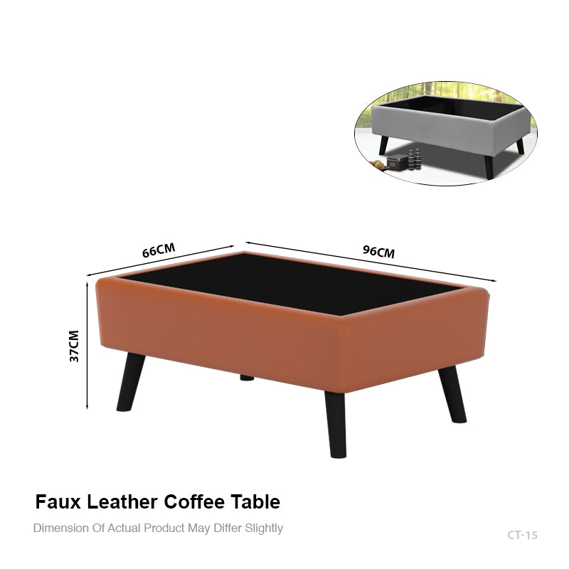 CARLOS FAUX LEATHER COFFEE TABLE