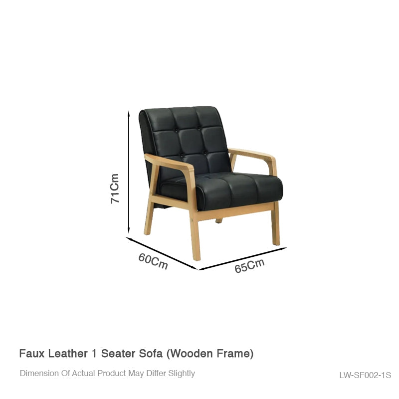 Sarah Faux Leather 1 Seater Sofa Black