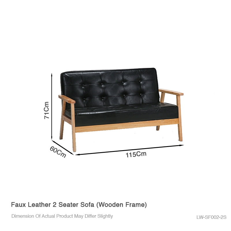 Sarah Faux Leather 2 Seater Sofa Black