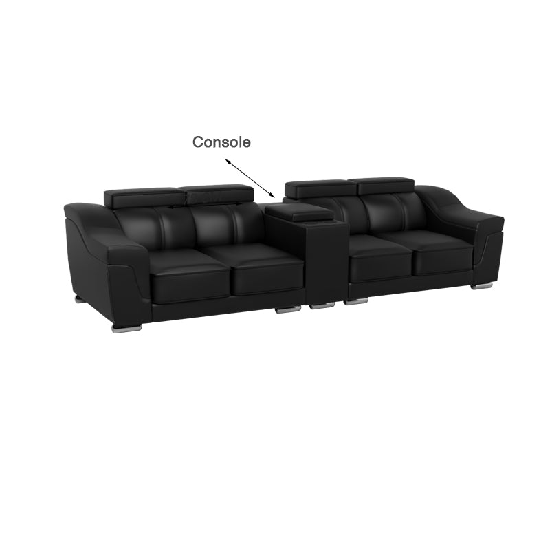 Lyla Half Leather Cowhide 4 Seater Sofa with Console