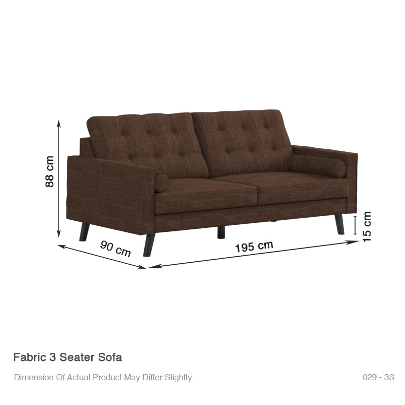 Dinder Fabric 3 Seater Sofa