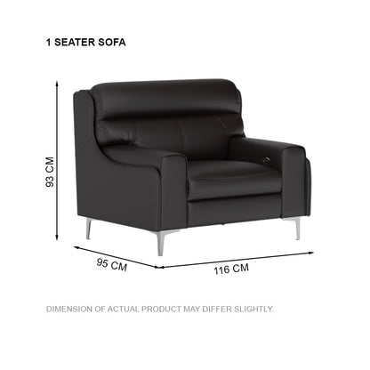 Clara Half Leather Cowhide 1 Seater Sofa