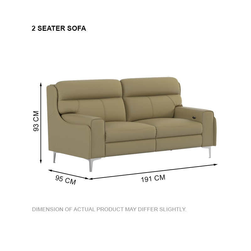 Clara Half Leather Cowhide 2 Seater Sofa