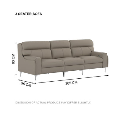 Clara Half Leather Cowhide 3 Seater Sofa
