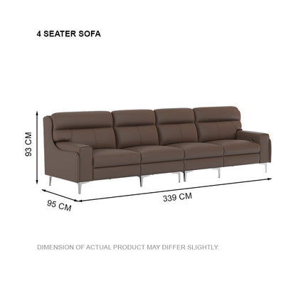 Clara Half Leather Cowhide 4 Seater Sofa