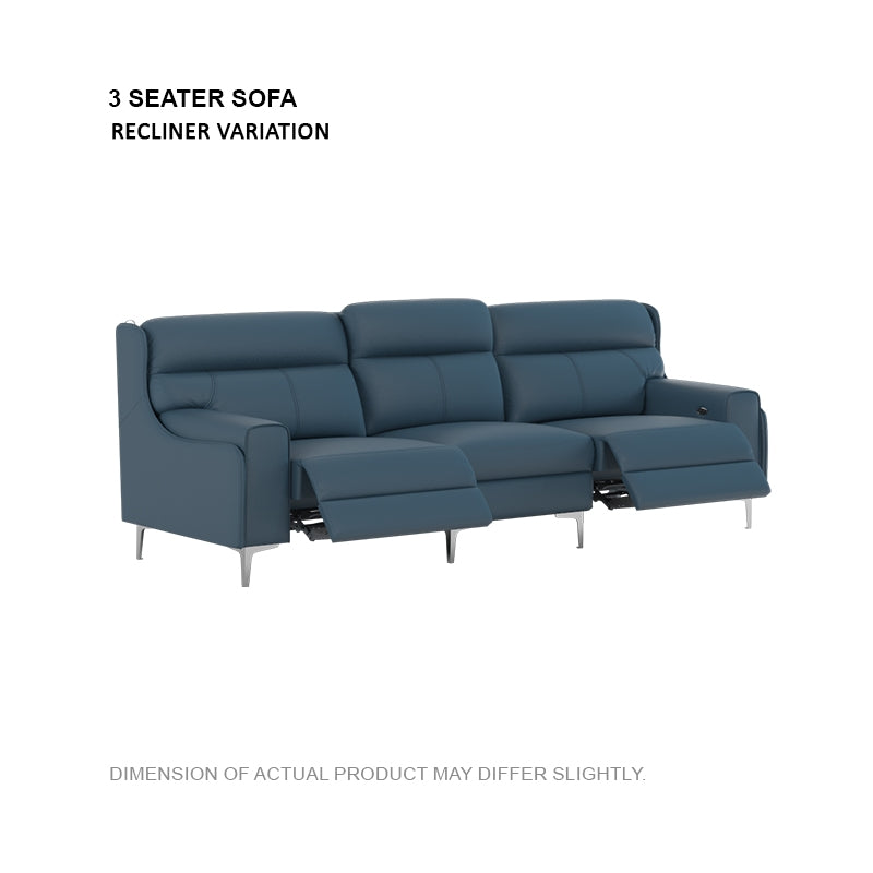 Clara Half Leather Cowhide 3 Seater Sofa