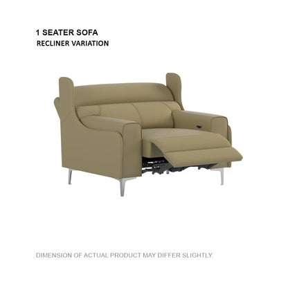 Clara Half Leather Cowhide 1 Seater Sofa
