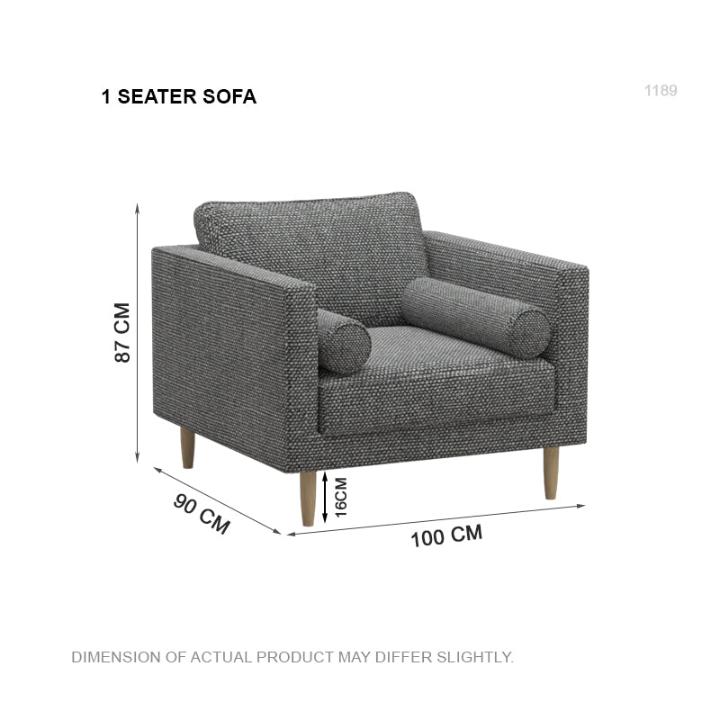 Leah Fabric 1 Seater Sofa