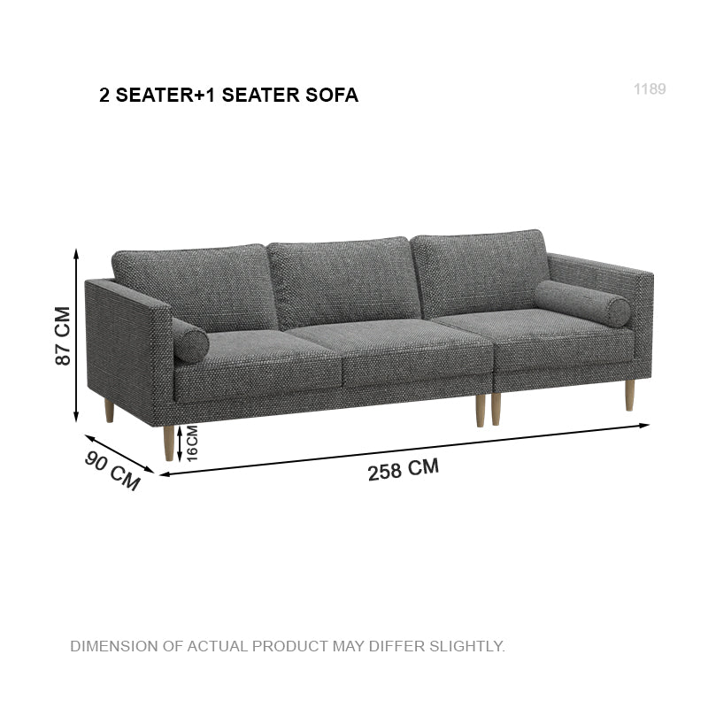 Leah Fabric 3 Seater Sofa