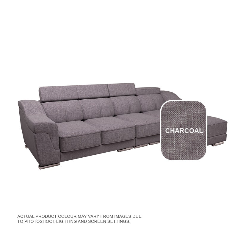 Lyla Fabric 3 Seater With Chaise Sofa
