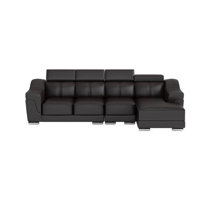Lyla Half Leather Cowhide 3 Seater With Chaise Sofa