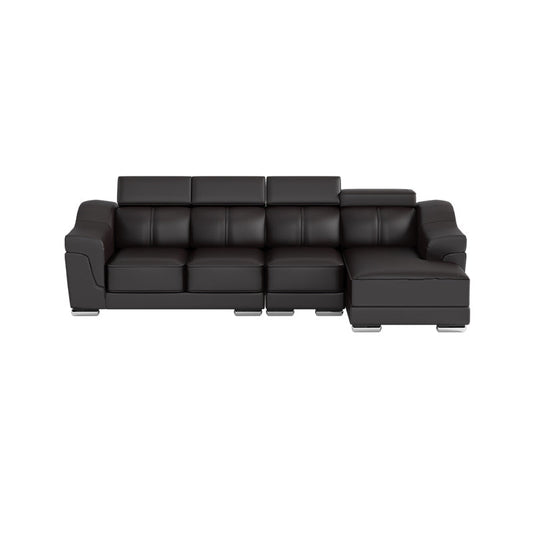 Lyla Half Leather Cowhide 3 Seater With Chaise Sofa