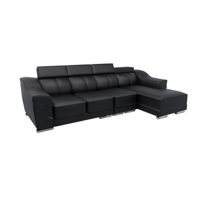 Lyla Half Leather Cowhide 3 Seater With Chaise Sofa