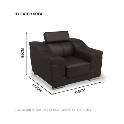 Lyla Half Leather Cowhide 1 Seater Sofa