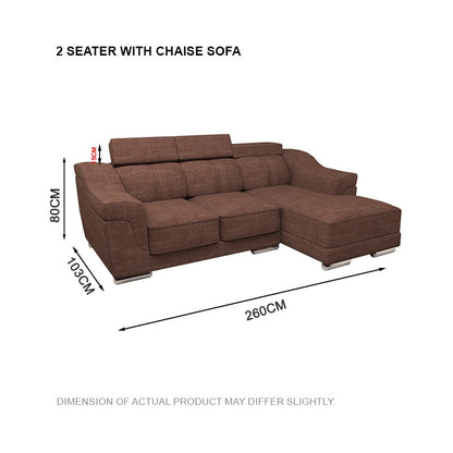 Lyla Fabric 2 Seater With Chaise Sofa