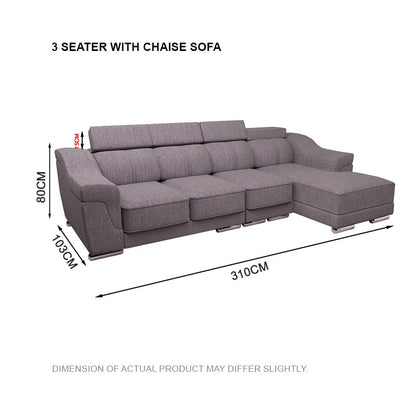 Lyla Fabric 3 Seater With Chaise Sofa
