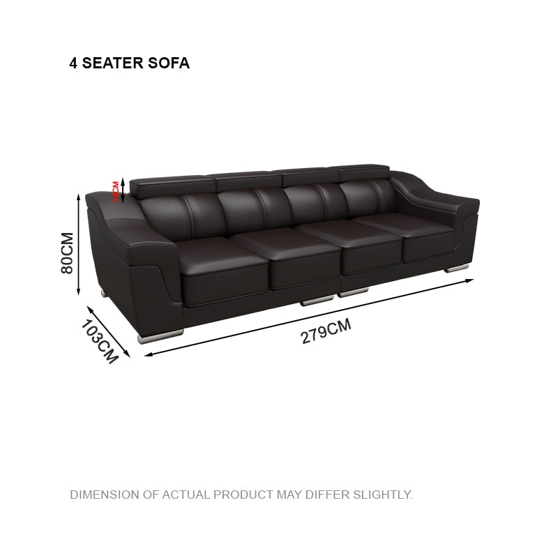 Lyla Half Leather Cowhide 4 Seater Sofa