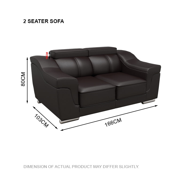 Lyla Half Leather Cowhide 2 Seater Sofa