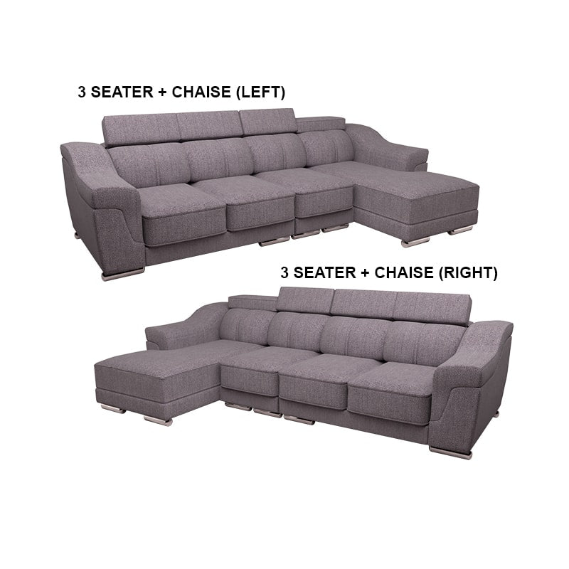 Lyla Fabric 3 Seater With Chaise Sofa