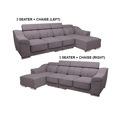 Lyla Fabric 3 Seater With Chaise Sofa