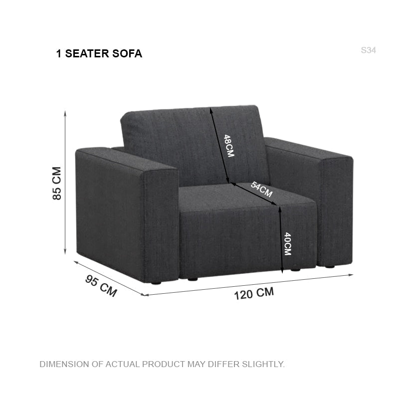 Jade Fabric 1 Seater Sofa