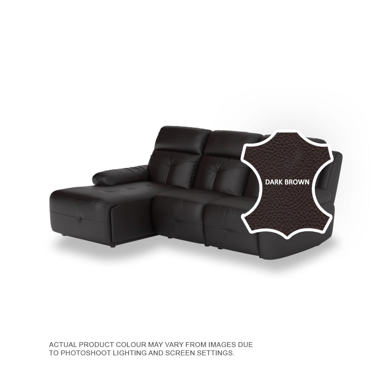 Taylor Half Leather Cowhide 2 Seater With Chaise Sofa
