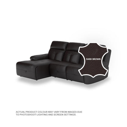 Taylor Half Leather Cowhide 2 Seater With Chaise Sofa