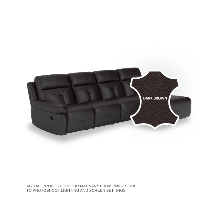 Taylor Half Leather Cowhide 3 Seater With Chaise Sofa