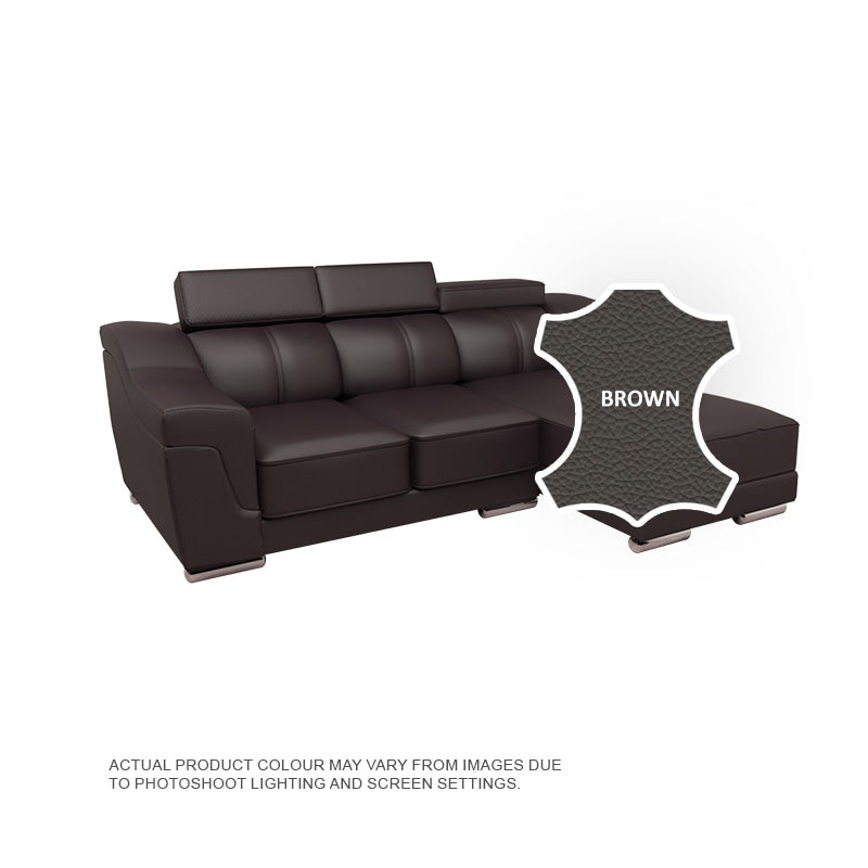 Lyla Half Leather Cowhide 2 Seater With Chaise Sofa