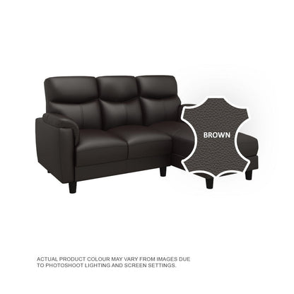 Helen Half Leather Cowhide 2 Seater With Chaise Sofa