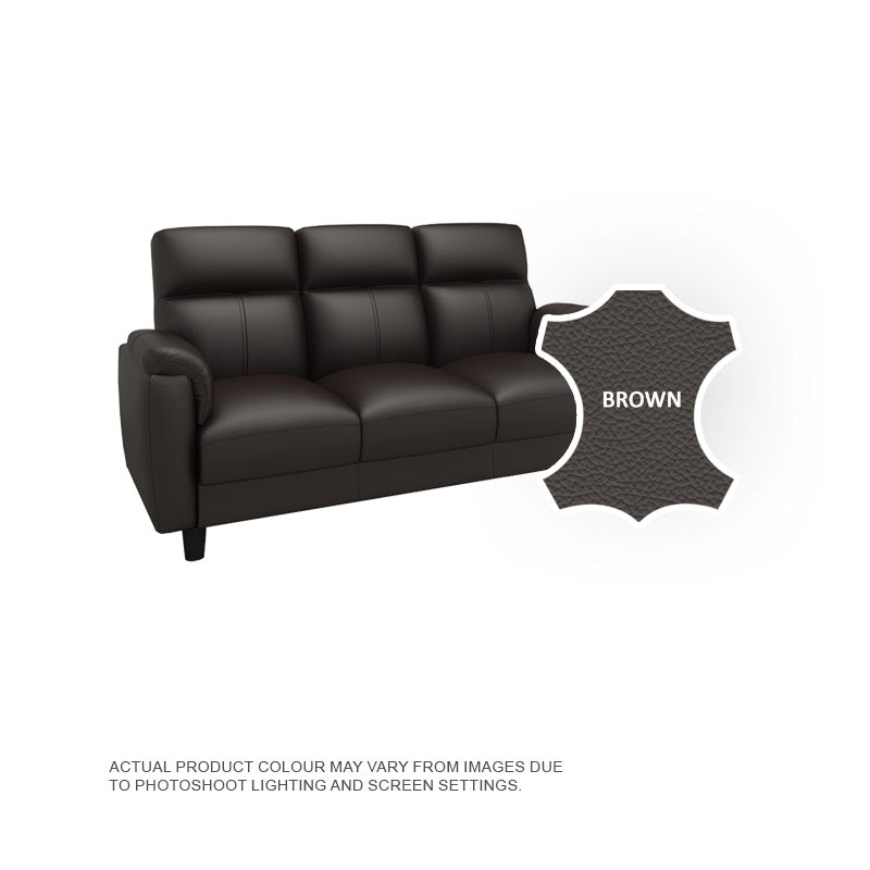 Helen Half Leather Cowhide 3 Seater Sofa