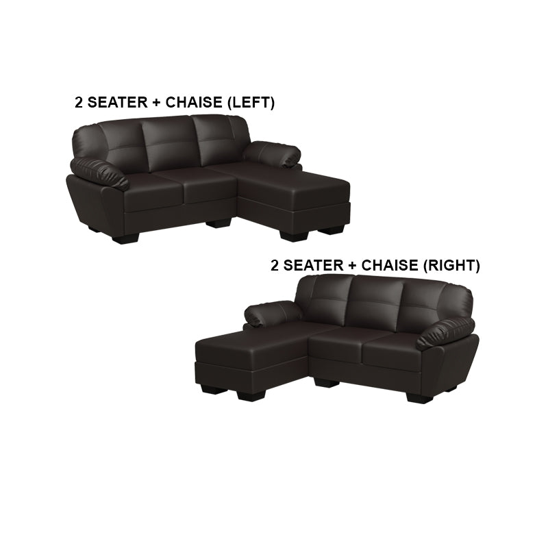 Adam Faux Leather 2 Seater With Chaise Sofa