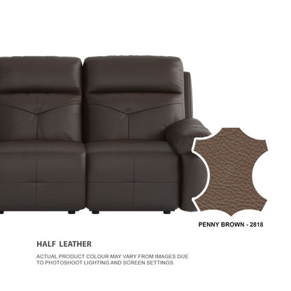 Taylor Half Leather Cowhide 3 Seater Sofa