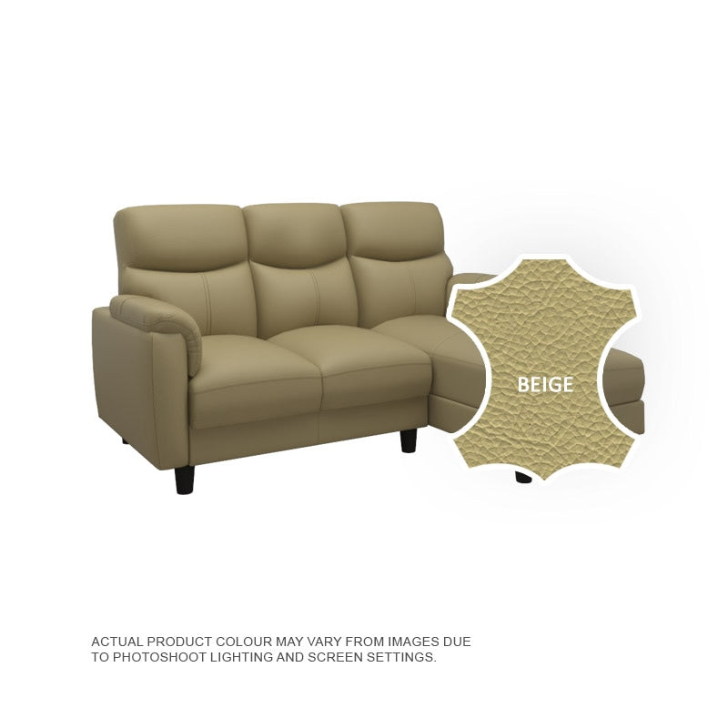 Helen Half Leather Cowhide 2 Seater With Chaise Sofa