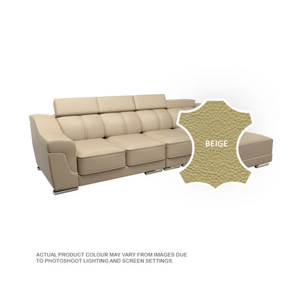 Lyla Half Leather Cowhide 3 Seater With Chaise Sofa