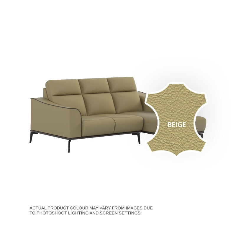 Gianna Half Leather Cowhide 2 Seater With Chaise Sofa