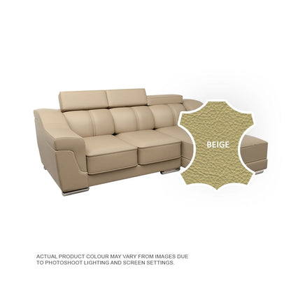 Lyla Half Leather Cowhide 2 Seater With Chaise Sofa