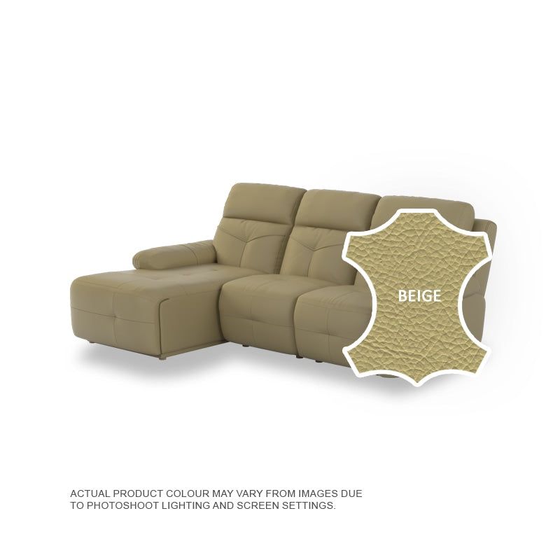 Taylor Half Leather Cowhide 2 Seater With Chaise Sofa
