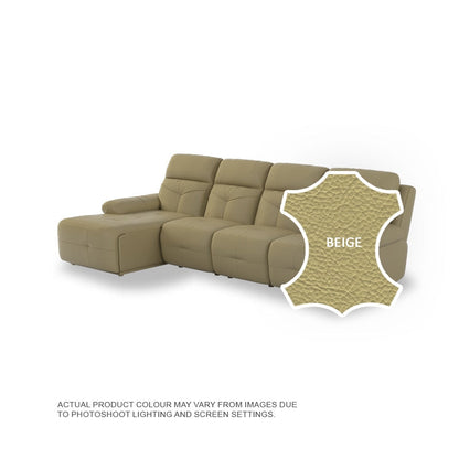 Taylor Half Leather Cowhide 3 Seater With Chaise Sofa