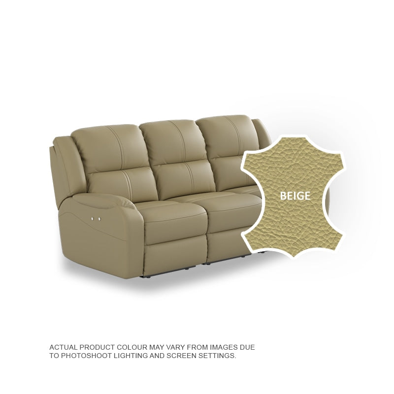 Alana Half Leather Cowhide 3 Seater Sofa