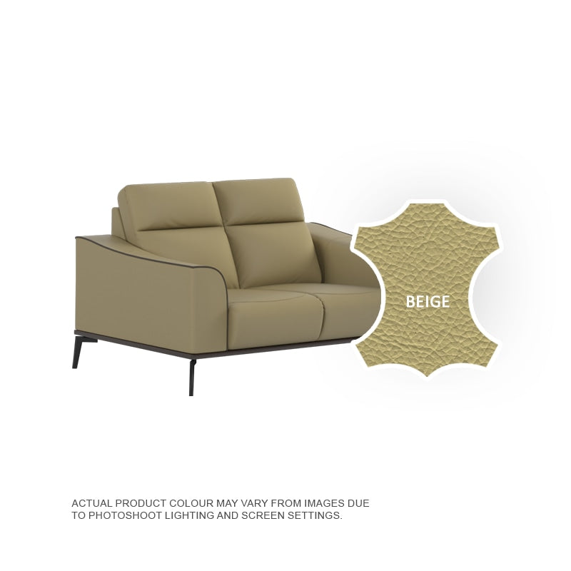 Gianna Half Leather Cowhide 2 Seater Sofa