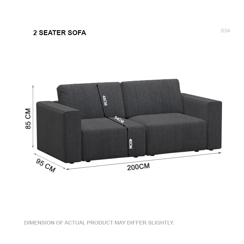 Jade Fabric 2 Seater Sofa