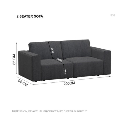 Jade Fabric 2 Seater Sofa