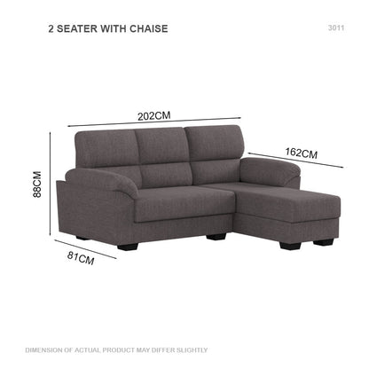 Londyn Fabric 2 Seater With Chaise Sofa