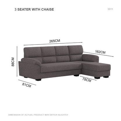 Londyn Fabric 3 Seater With Chaise Sofa