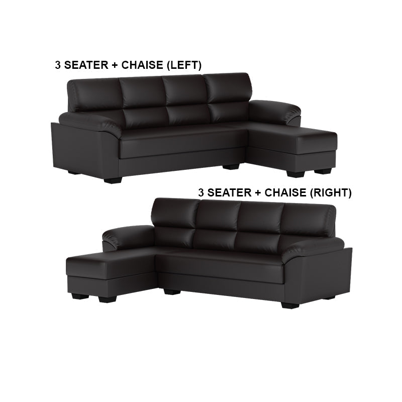 Londyn Faux Leather 3 Seater With Chaise Sofa