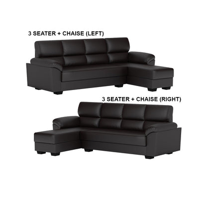 Londyn Faux Leather 3 Seater With Chaise Sofa