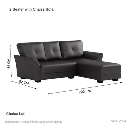 Laura Half Leather 2 Seater with Chaise Sofa