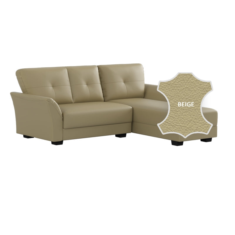 Laura Half Leather 2 Seater with Chaise Sofa