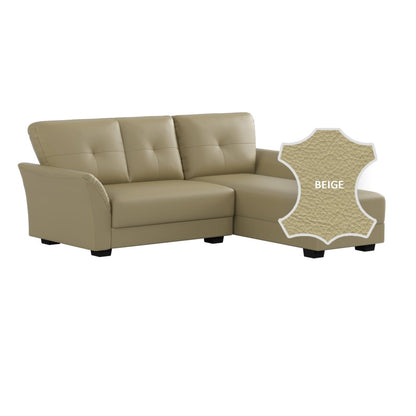 Laura Half Leather 2 Seater with Chaise Sofa
